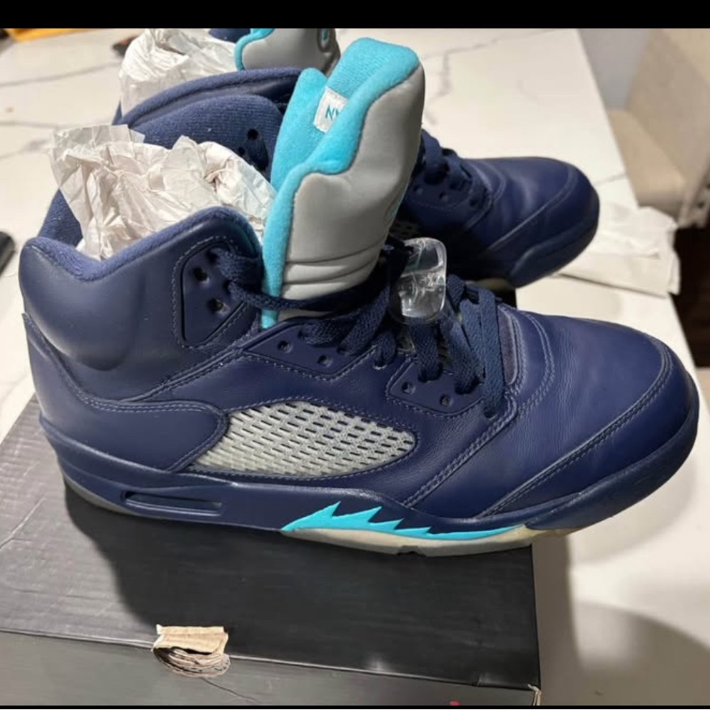 Navy and Teal High-Top Sneakers